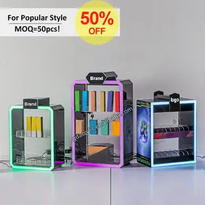 Satom Smoke Shop Display Acrylic Display Stands Counter Rgb Led Lighted Tobacco Cigarette Display Cabinet