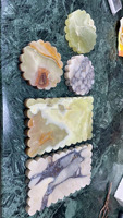 Stonekocc Vintage Calacatta Viola Assiette Décorative Pierre Naturelle Artisanat Blanc Vert Onyx Calacatta Rossa Pétoncle Dessous De Verre Plateau