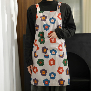 Floral Water Repellent <b>Apron</b> Polyester Cotton Daily Cooking Use Simple Pattern <b>Kitchen</b> <b>Apron</b> - Product Image 1