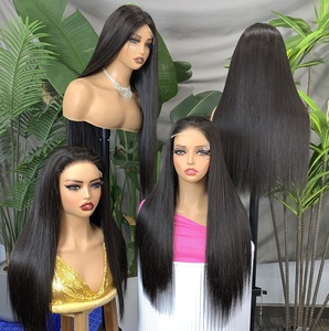 FH 5x5 HD Lace Front Straight Human Hair <b>Wig</b> Double Drawn Free Parting Human Hair Natural <b>Black</b> <b>Wigs</b> - Product Image 1