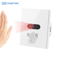 Interrupteur infrarouge sans contact LangYeao, commande par geste, panneau en verre trempé 400W pour cuisine et hôpital, sans neutre