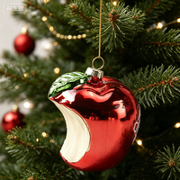 Pendentif pomme peinte en verre Décoration Pendentif forme créative Série de fruits en verre Ornements suspendus pour arbre de Noël Écologique