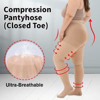 Collants de compression de grade 2 pour femmes, antidérapants, doux, mi-cuisses, médicaux, pour le voyage, en Spandex/Nylon, taille XXL