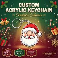 Porte-clés en acrylique personnalisés pour Noël : Père Noël, Bonhomme de neige, Renne, Sapin – Cadeaux de fêtes, Petits cadeaux, Faveurs de fête, Vente en gros