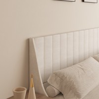Luxuriöses weiches Plattformbettgestell mit geradem, gepolstertem Kopfteil für Boutique-Hotels, Apartments und Hauptschlafzimmer