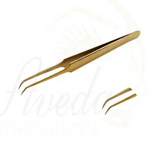 Pince à épiler pour extensions de cils Perfect Style, en acier inoxydable, couleur or plasma, 45 degrés, antistatique, précision, logo personnalisé - Product Image 1