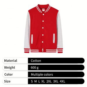 เสื้อแจ็คเก็ตวาร์ซิตี้สีแดงแบบลำลอง  โลโก้ผ้าฝ้ายเรียบง่าย สำหรับเล่นกีฬา - Product Image 3