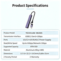 Docking Station USB-C 4-in-1, Hub USB 3.2 Gen1 dengan RJ45 Gigabit Ethernet untuk Laptop MacBook, Grosir OEM, Ready Stock