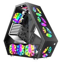 E-Sports Hôtel Internet Café Double Face En Verre Trempé Côté Transparent De Forme Spéciale ATX Châssis Ordinateur De Bureau 9 Stock