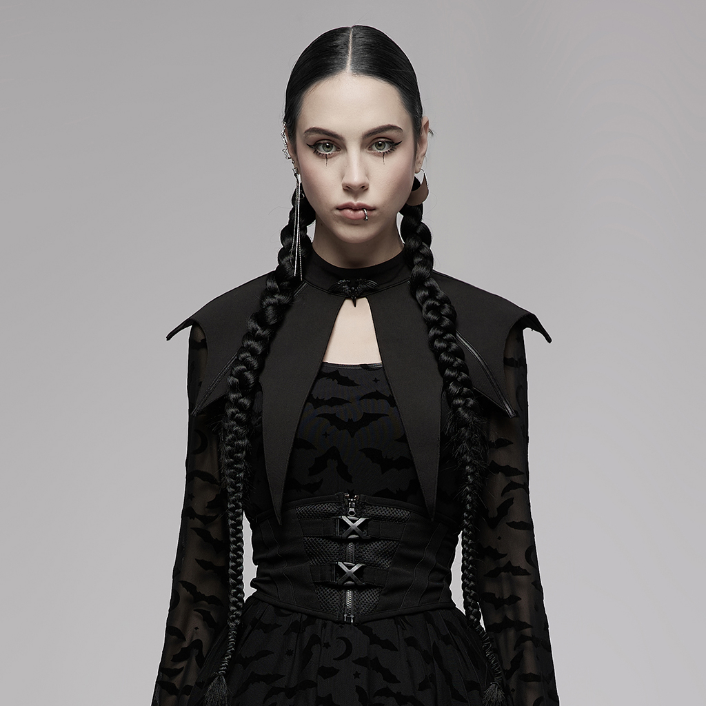 Punk Rave OPS-257LHF fashion accessories dark gothic bat wing shape with matt black detachable bird-head pin adjustable collar