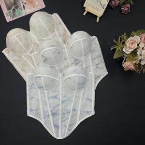 Haut bustier corset en maille tie-dye Y2K avec sequins scintillants et baleines, pour femme, bretelles réglables, fermeture au dos, tenue de scène et de danse, grandes tailles - Product Image 4