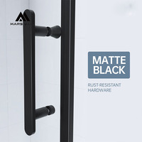 Porte de douche coulissante double en verre dépoli Mars Villa USA Europe, cadre noir mat, fabrication de portes de douche pour l'intimité