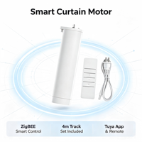 Moteur de rideau électrique intelligent tendance ZigBee 4m, ensemble avec télécommande via application Tuya, en matériau PC, pour système de rideaux domestiques et hôteliers