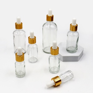 Botellas de Vidrio Transparente para Cosméticos y Cuidado de la Piel de 15ml, 30ml, 50ml, 60ml y 100ml, con Gotero Dorado para Aceites Esenciales - Product Image 2