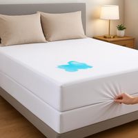 Enveloppe de matelas à fermeture éclair Protège-matelas imperméable, couche TPU à six faces s'adapte jusqu'à 8 pouces de profondeur lisse-lavable doux