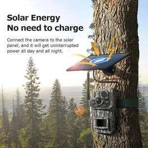 Caméra de chasse solaire 4G GPS d'extérieur avec suivi de gibier, grand angle 3MP, camouflage, pour la surveillance de la faune et des cerfs - Product Image 3