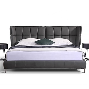 Mobilier de chambre à coucher moderne et léger en cuir de luxe cadre de lit d'hôtel lit King Size lit Queen Size - Product Image 3