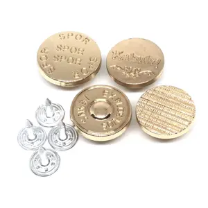 Jeans Button Gold zinc alloy Custom Metal Accept Customized Plating OEM Round Sustainable Jeans Buttons and Rivets