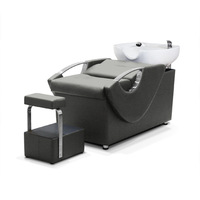Meubles de Salon de coiffure de haute qualité lavage à contre-courant tête lavage bols évier lit noir pas cher shampooing chaise pour Salon de beauté