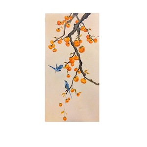 Peinture à l'huile peinte à la main, art abstrait, fleurs et oiseaux, décoration murale pour entrée, sans cadre, panneau arrière en métal - Product Image 5