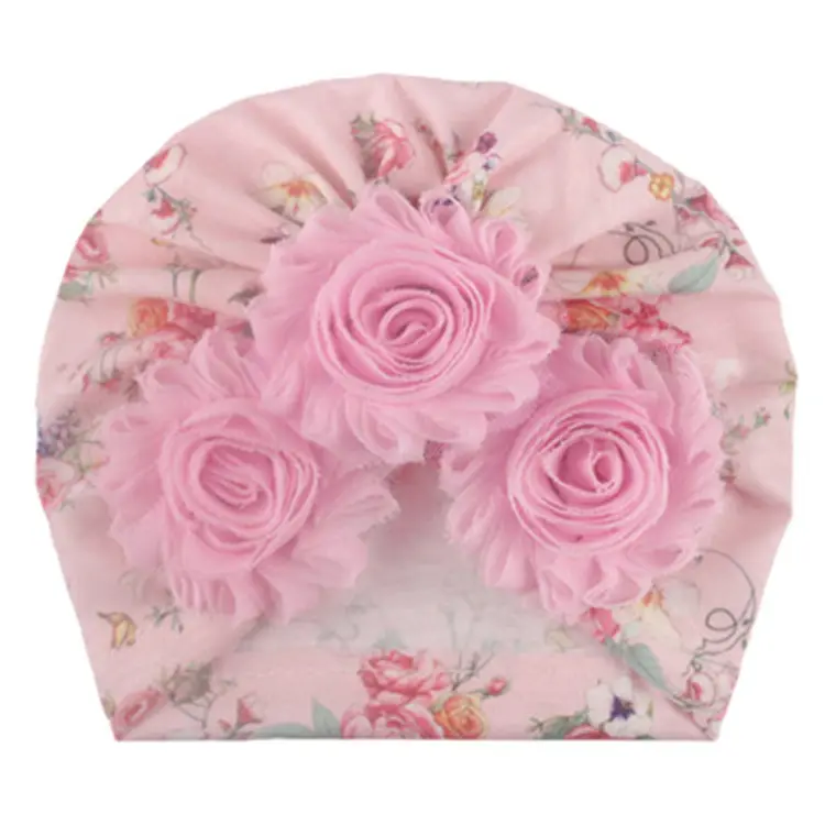 Wholesale Solid Color Baby Flower Turban Printing Turban Hat Baby Cap Turban Baby Hats