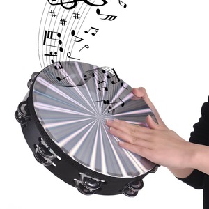 Tambour à main tambourin en bois de 10 pouces avec instrument de <span class=keywords><strong>percussion</strong></span> Jingles à double rangée pour les festivals et spectacles de mélomanes - Product Image 3