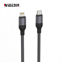 Câble de données WISESIR Type C vers USB 3.0 PD Chargeur rapide 3A Double Port pour Ordinateur et Écouteurs en Alliage d'Aluminium Garantie 1 An