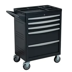 Trucks Tool Chest Metal Mobile Tool Trolley With Secured Lock Tools Cabinet Black