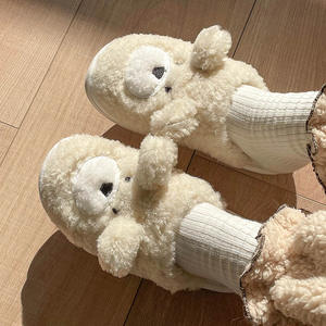 Chaussons d'intérieur Cixi pour femmes <span class=keywords><strong>2022</strong></span>, en coton, avec oreilles de mouton en fourrure douce, nouvelle collection hiver, vente en gros - Product Image 1