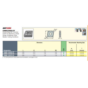 Твердосплавная токарная пластина <span class=keywords><strong>Iscar</strong></span> <span class=keywords><strong>CNMG</strong></span> 120404 TF Ic908, премиум-класса, для стали и чугуна - Product Image 3