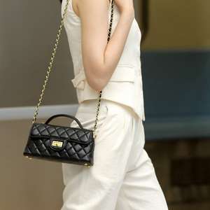 Nouveau Sac Bandoulière de Luxe Matelassé en Cuir Véritable pour Femme, Sac à Main Tendance à Carreaux - Product Image 5