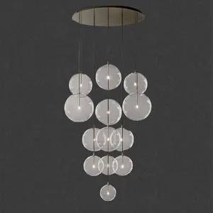 Hanging Transparent Glass Bubble Round Ball Lamp Staircase Long Globe Cluster Chandelier High Ceiling Decoration Pendant Lamp