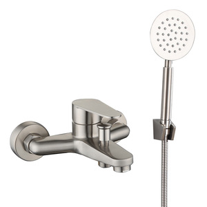 Elegante Set miscelatore da bagno <span class=keywords><strong>in</strong></span> <span class=keywords><strong>acciaio</strong></span> inossidabile rubinetto da <span class=keywords><strong>doccia</strong></span> a parete soffione per vasca da bagno morbido massaggio antipioggia spazzolato - Product Image 2