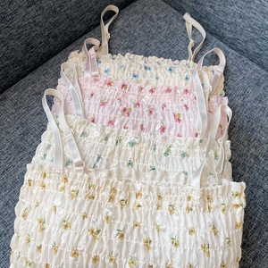 New Style Women's Short Floral <strong>Camisole</strong> <strong>Top</strong> with Built-In <strong>Bra</strong> Pads Ruffled Inner Layer Wrap-Around Design - Product Image 4