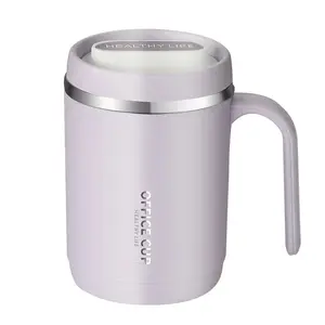 Custom logo modern double wall Coffee Tea Milk stainless steel plastic travel cup creative insulated coffee mug with handle