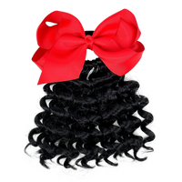 Attache-cheveux pour filles avec extension de queue de cheval bouclée, nœud en ruban, perruque queue de cheval, élastiques colorés pour cheveux, cadeau