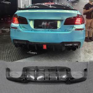 V Style Carbon Fiber <b>Diffuser</b> Rear Lip Bumper Winglet Splitter Fins Spoiler with <b>LED</b> for BMW F10 M5 - Product Image 2