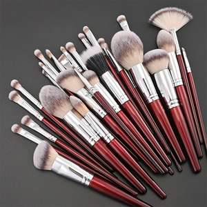 Customizable Logo Fashion Red Makeup Brush Set 30pcs Flat Synthetic Fiber Foundation <strong>Eyeshadow</strong> Blush Highlight Tool for Face - Product Image 1