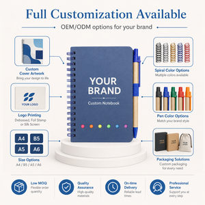 Quaderno a Spirale Personalizzato A5 <span class=keywords><strong>A4</strong></span> B5 A6 con Logo del Tuo Brand, Portapenna, per Ufficio, Scuola, Regalo, OEM - Product Image 2