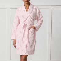 Peignoir en coton premium Softextiles, en velours éponge imprimé, confortable et doux, avec col châle, personnalisable avec logo ODM