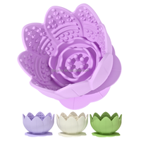 Bol distributeur de nourriture lent en forme de fût pour chat, en silicone, motif fleur, tapis de léchage pour chiot, pour l'enrichissement