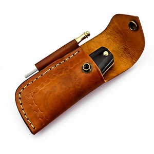 Cortador de Cigarros Redondo al por Mayor, Cuchillo de Bolsillo de Acero de Damasco con Mango de Cuerno de Búfalo, Accesorios para Cigarros - Product Image 5