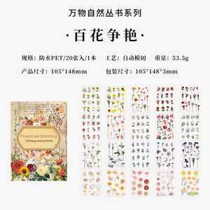 Paquete de 20 Pegatinas de la Serie Maravillas de la Naturaleza, Libro de Pegatinas de Gatos, Mariposas y Plantas - Product Image 6