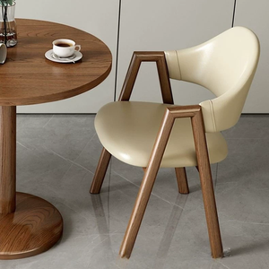 现代家庭或酒店餐厅会议室餐厅使用木质圆桌和两把椅子套装 - Product Image 4