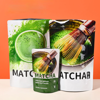 Sacs d'emballage alimentaire refermables, résistants à l'humidité, personnalisables en usine, pour la poudre de matcha