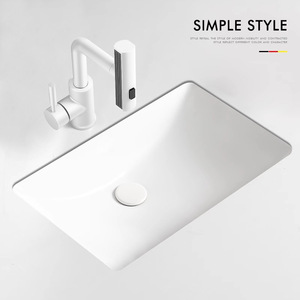 Ceramic Undermount Sink Square Single <b>Basin</b> Bathroom Vanity Stone <b>Basin</b> No Hole Faucet Mount Smooth Glaze Spraying - Product Image 3