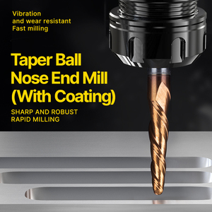 Huhao HRC 55 giảm dần bóng mũi cuối nhà máy tisin tráng <span class=keywords><strong>CNC</strong></span> côn phay cắt vonfram thép Carbide <span class=keywords><strong>Router</strong></span> Mill bit - Product Image 3