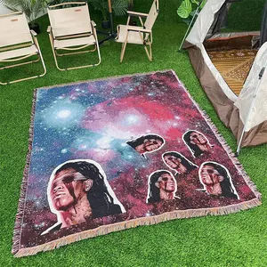 Factory LOW MOQ Tapestry Clothing Material Woven Throw Blanket Custom Tapestry Blanket