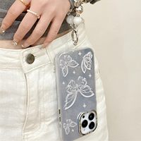 Vente flash - Étui de téléphone personnalisé avec logo électro-plaqué, dégradé argenté, papillon, plume, brillant, transparent pour iPhone 16 Pro Max