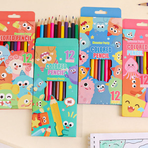 Set di 12 Matite Colorate con Motivi di Mostri Cartoon, Cancelleria per Studenti, Set per Disegno e Graffiti per Bambini - Product Image 1